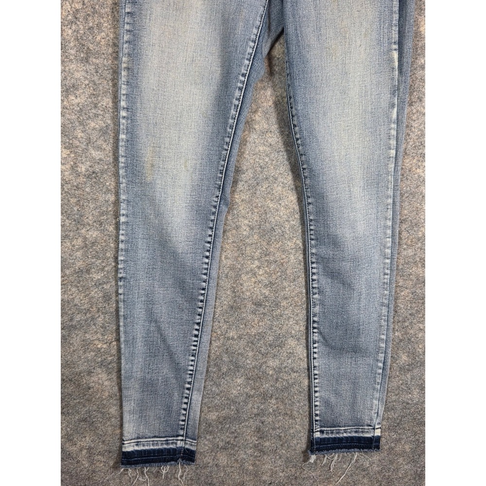 Y2K Mudd FLX Stretch High Rise Jean Legging Light Wash Raw Hem Skinny Size 5 - Picture 2 of 13